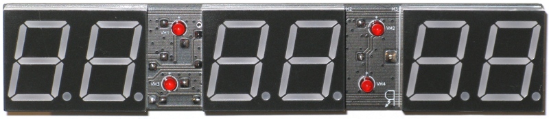 конструктор электронных часов Ч-6-20-В01 вид со стороны индикаторов